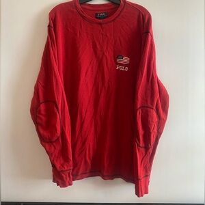 Polo American Flag Red Long Sleeve Men’s Shirt 2XL